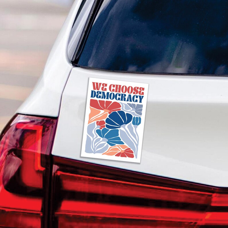 We Choose Democracy Magnet, Resist Hate Magnet, Anti-Trump, Resist Racism Car Magnet, Resist Fascism Vehicle Magnet