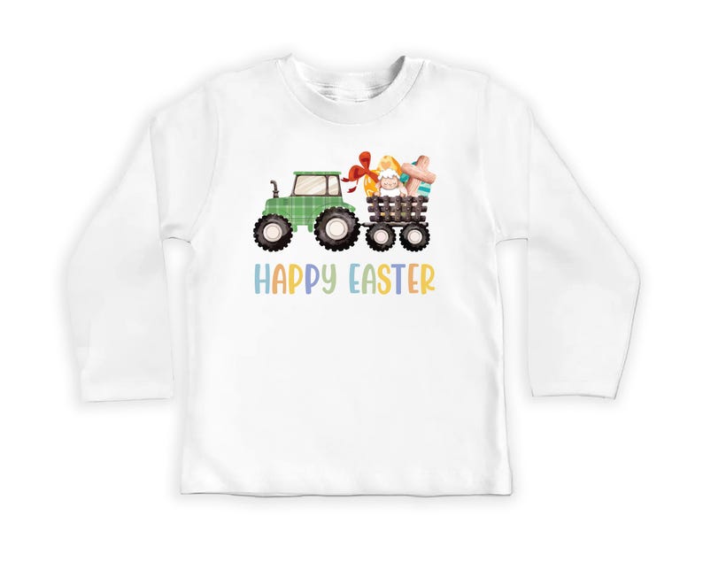 Tractor Easter Egg Hunt Baby Bodysuit, Baby Shirt, Toddler Sweatshirt - Easter Outfit, Basket Stuffer, Christian Easter Gift for Kids