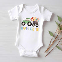 Tractor Easter Egg Hunt Baby Bodysuit, Baby Shirt, Toddler Sweatshirt - Easter Outfit, Basket Stuffer, Christian Easter Gift for Kids