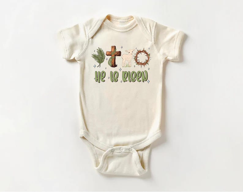 He Is Risen Thorn Crown Baby Bodysuit, Baby Shirt, Toddler Sweatshirt, Christian Easter Outfit, Jesus Resurrection Gift, Faith-Based Shirt