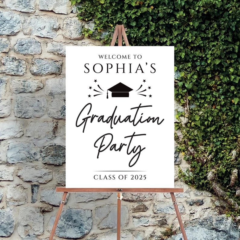 Graduation Party Welcome Sign, Minimalist Class of 2025 Foamcore, PVC, Acrylic, Polystyrene, Custom Graduation Party Decoration Board