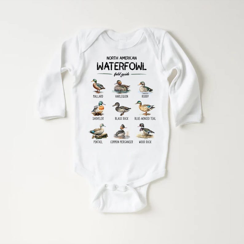 Ducks of North America Baby Bodysuit, Baby Shirt, Toddler Sweatshirt - Wild Ducks Outfit