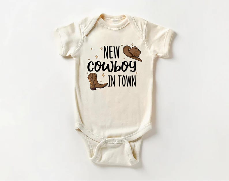 New Cowboy in Town Baby Bodysuit, Baby Shirt, Toddler Sweatshirt - Cute Western Outfit