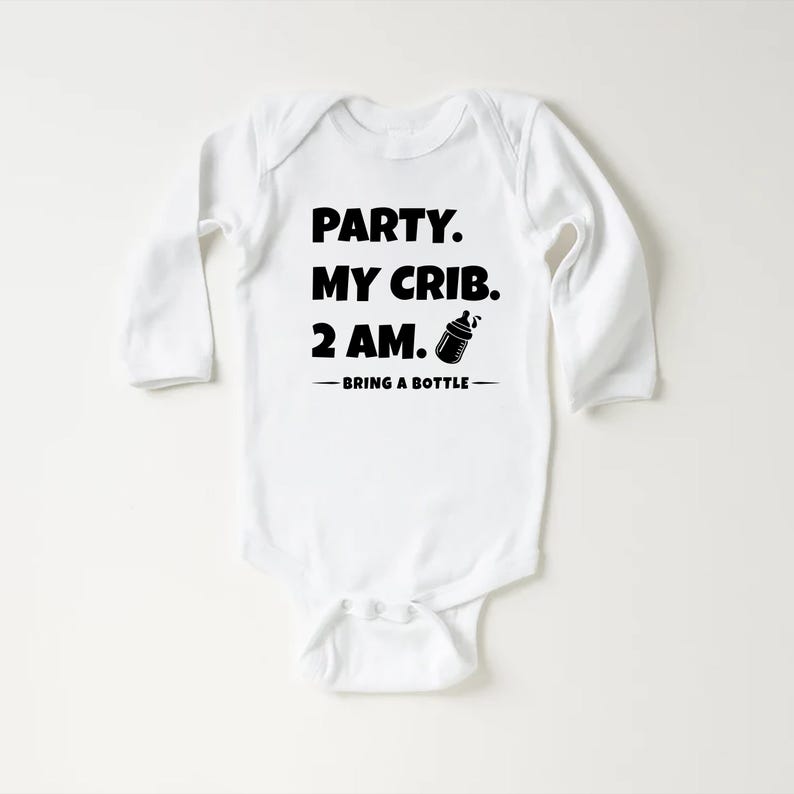 Party at My Crib Baby Bodysuit, Baby Shirt, Toddler Sweatshirt - Funny Party Outfit, Baby Shower Gift