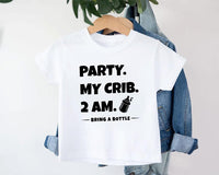 Party at My Crib Baby Bodysuit, Baby Shirt, Toddler Sweatshirt - Funny Party Outfit, Baby Shower Gift