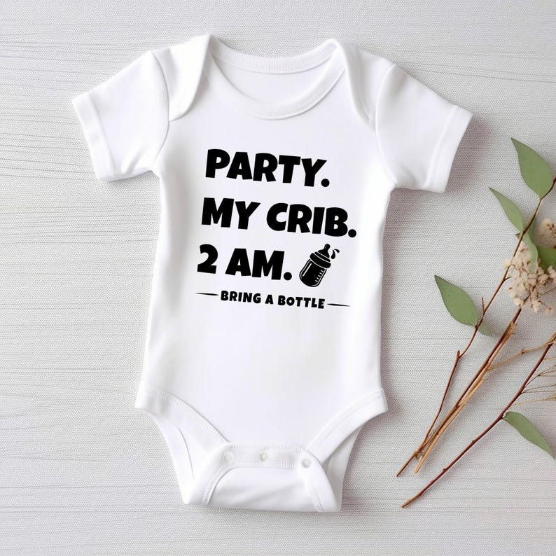 Party at My Crib Baby Bodysuit, Baby Shirt, Toddler Sweatshirt - Funny Party Outfit, Baby Shower Gift