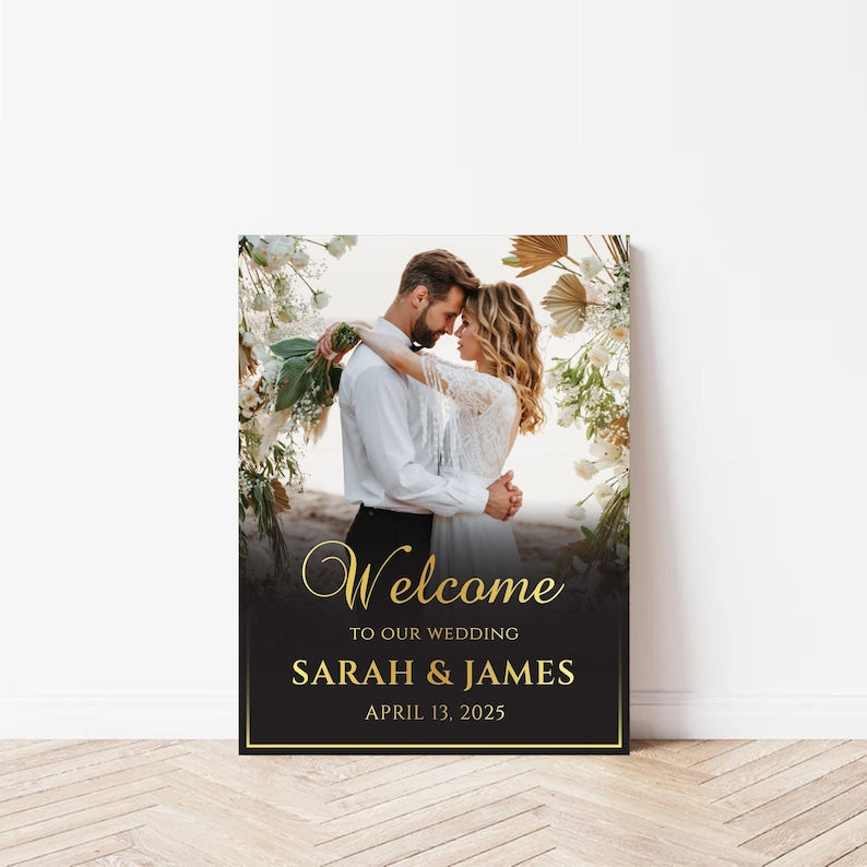 Custom Photo Wedding Welcome Sign, Personalized Ceremony Foamcore, PVC, Acrylic, Polystyrene, Picture Wedding Welcome Board