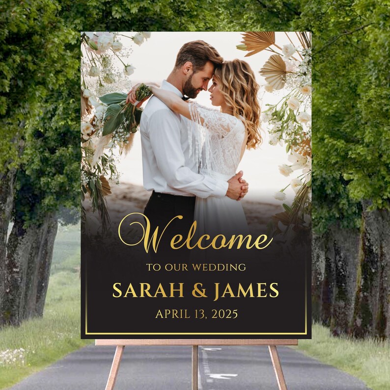 Custom Photo Wedding Welcome Sign, Personalized Ceremony Foamcore, PVC, Acrylic, Polystyrene, Picture Wedding Welcome Board