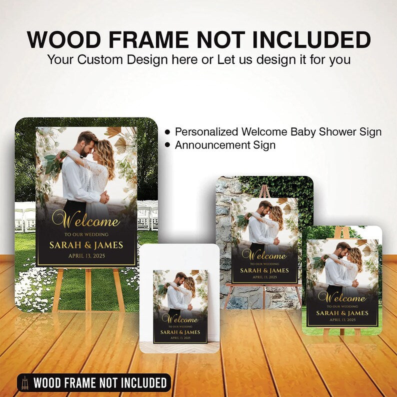 Custom Photo Wedding Welcome Sign, Personalized Ceremony Foamcore, PVC, Acrylic, Polystyrene, Picture Wedding Welcome Board