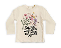 Strong Woman in Training Baby Bodysuit, Baby Shirt, Toddler Sweatshirt - Wildflower Floral Outfit, Women Empowerment Feminist Baby Gift