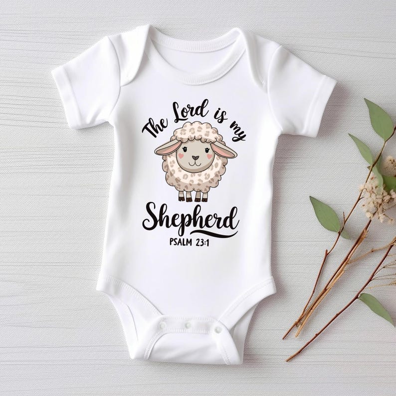 The Lord Is My Shepherd Baby Bodysuit, Baby Shirt, Toddler Sweatshirt - Psalm 23:1 Christian Outfit, Retro Faith-Based Gift for Kids