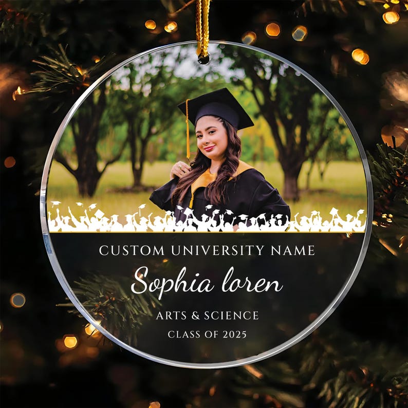 Personalized Graduation Ornament, Graduate Acrylic Keepsake, Class of 2025 Gift, Congratulations Ornament, Graduation Cap Decor Gift Idea