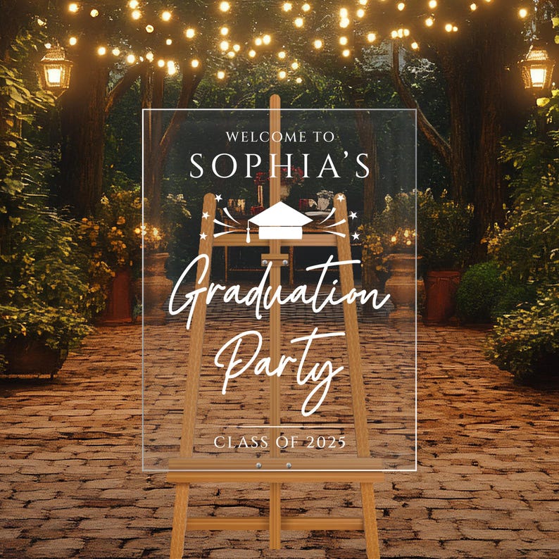 Graduation Party Welcome Sign, Minimalist Class of 2025 Foamcore, PVC, Acrylic, Polystyrene, Custom Graduation Party Decoration Board