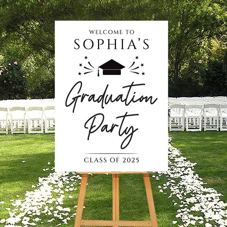 Graduation Party Welcome Sign, Minimalist Class of 2025 Foamcore, PVC, Acrylic, Polystyrene, Custom Graduation Party Decoration Board