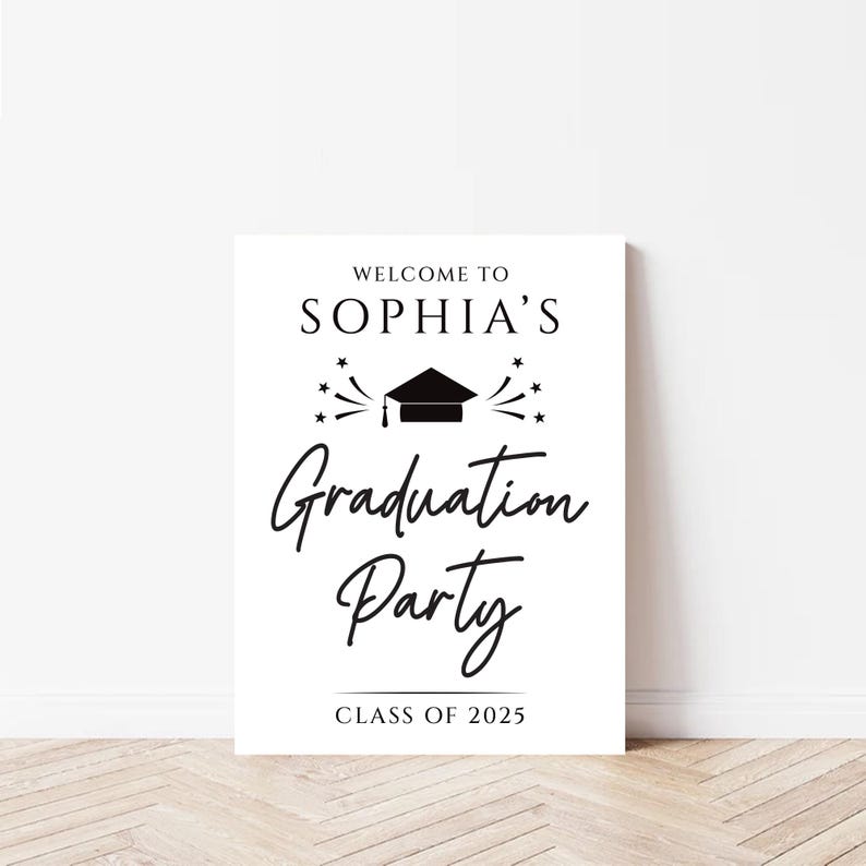 Graduation Party Welcome Sign, Minimalist Class of 2025 Foamcore, PVC, Acrylic, Polystyrene, Custom Graduation Party Decoration Board