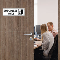 Employees Only Sign for Door or Wall 9" x 3", Easy to Mount Plastic Sign, Self Adhesive Employees Only PVC Sign for Office