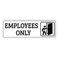 Employees Only Sign for Door or Wall 9" x 3", Easy to Mount Plastic Sign, Self Adhesive Employees Only PVC Sign for Office