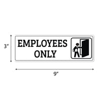 Employees Only Sign for Door or Wall 9" x 3", Easy to Mount Plastic Sign, Self Adhesive Employees Only PVC Sign for Office