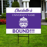 Personalized College Bound Yard Sign, College Logo Sign, Custom Graduate College University Bound Yard Sign with Metal H-Stake