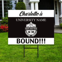 Personalized College Bound Yard Sign, College Logo Sign, Custom Graduate College University Bound Yard Sign with Metal H-Stake