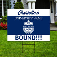 Personalized College Bound Yard Sign, College Logo Sign, Custom Graduate College University Bound Yard Sign with Metal H-Stake