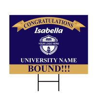 Personalized College Bound Yard Sign, College Logo Sign, Custom Graduate College University Bound Yard Sign with Metal H-Stake