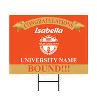 Personalized College Bound Yard Sign, College Logo Sign, Custom Graduate College University Bound Yard Sign with Metal H-Stake