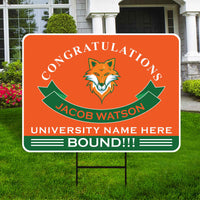 Personalized College Bound Yard Sign, College Logo Sign, Custom Graduate College University Bound Yard Sign with Metal H-Stake