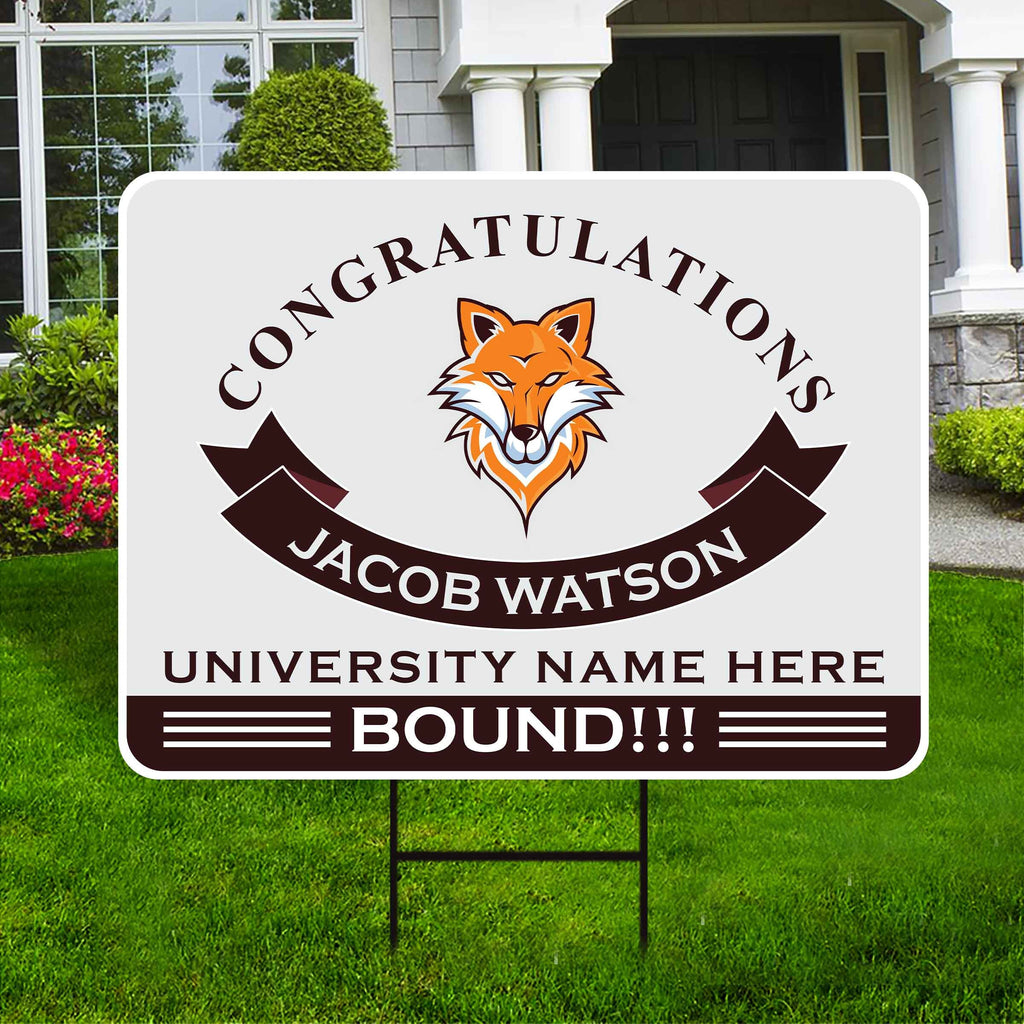 Personalized College Bound Yard Sign, College Logo Sign, Custom Graduate College University Bound Yard Sign with Metal H-Stake