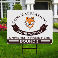 Personalized College Bound Yard Sign, College Logo Sign, Custom Graduate College University Bound Yard Sign with Metal H-Stake