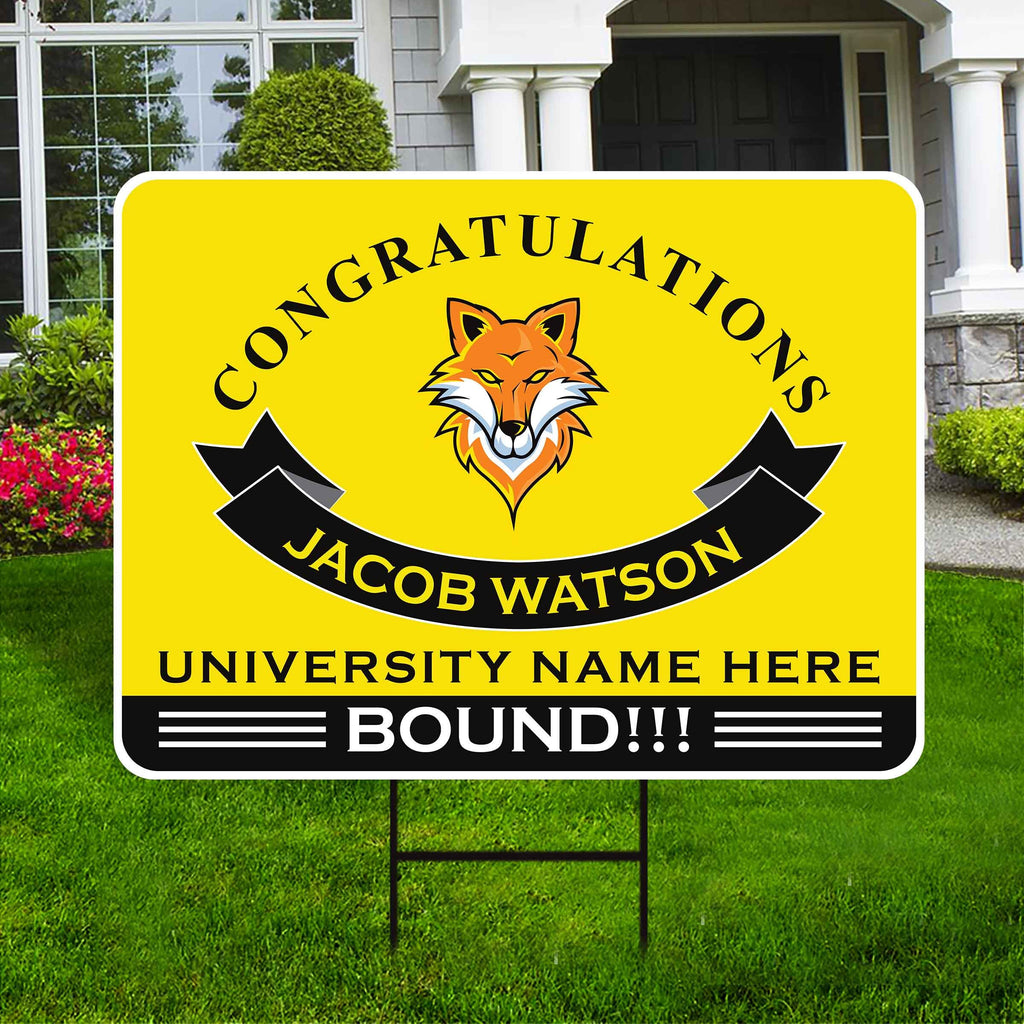 Personalized College Bound Yard Sign, College Logo Sign, Custom Graduate College University Bound Yard Sign with Metal H-Stake