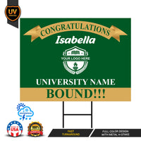 Personalized College Bound Yard Sign, College Logo Sign, Custom Graduate College University Bound Yard Sign with Metal H-Stake