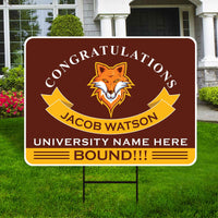 Personalized College Bound Yard Sign, College Logo Sign, Custom Graduate College University Bound Yard Sign with Metal H-Stake