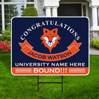 Personalized College Bound Yard Sign, College Logo Sign, Custom Graduate College University Bound Yard Sign with Metal H-Stake