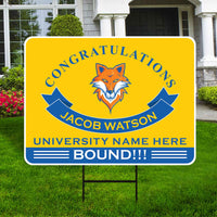 Personalized College Bound Yard Sign, College Logo Sign, Custom Graduate College University Bound Yard Sign with Metal H-Stake