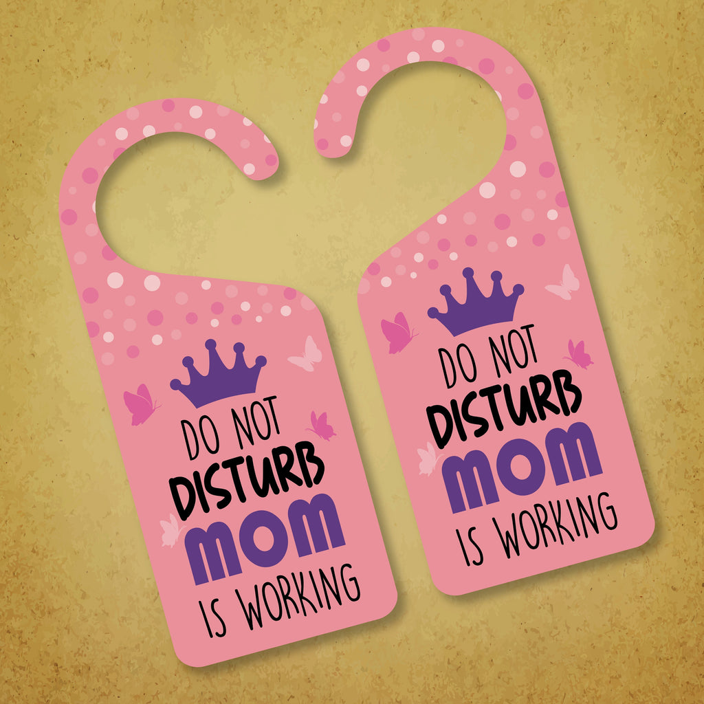 Mom Is Working Door Hanger, Work Status Doorknob Sign, PVC Door Knob Hanger Sign, Do Not Disturb, in Session, in a Meeting