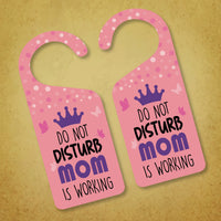 Mom Is Working Door Hanger, Work Status Doorknob Sign, PVC Door Knob Hanger Sign, Do Not Disturb, in Session, in a Meeting