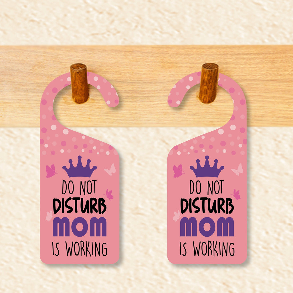 Mom Is Working Door Hanger, Work Status Doorknob Sign, PVC Door Knob Hanger Sign, Do Not Disturb, in Session, in a Meeting