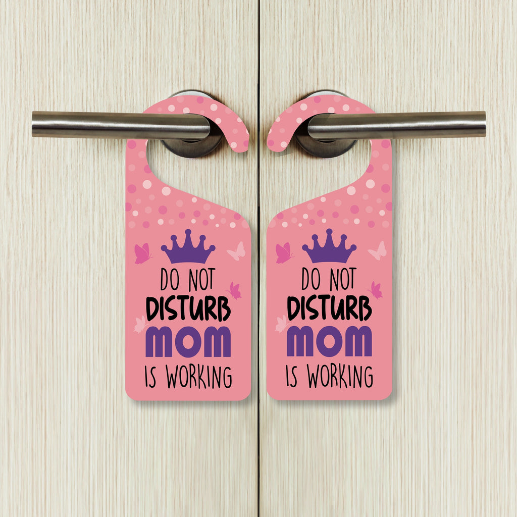 Mom Is Working Door Hanger, Work Status Doorknob Sign, PVC Door Knob Hanger Sign, Do Not Disturb, in Session, in a Meeting