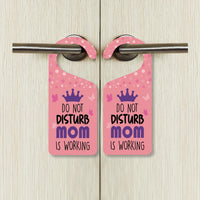 Mom Is Working Door Hanger, Work Status Doorknob Sign, PVC Door Knob Hanger Sign, Do Not Disturb, in Session, in a Meeting