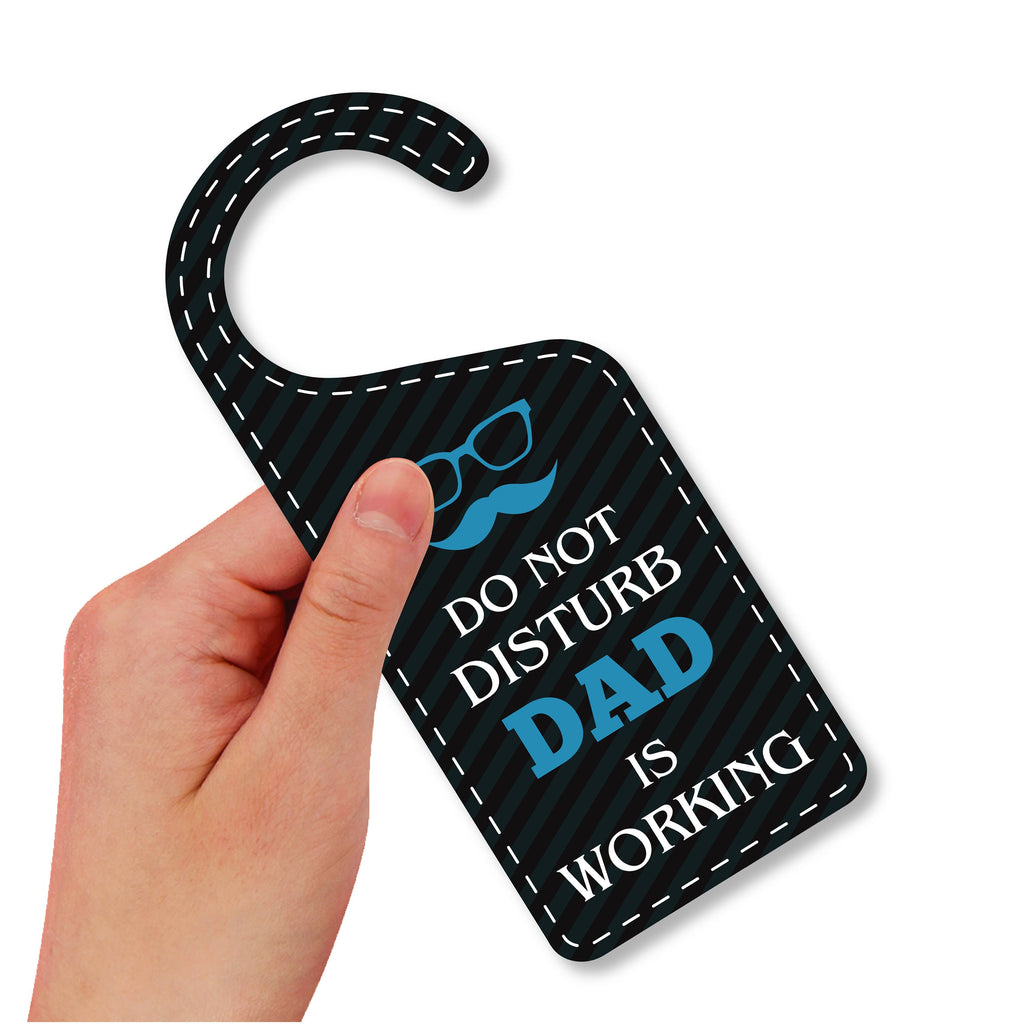 Dad Is Working Door Hanger, Work Status Doorknob Sign, PVC Door Knob Hanger Sign, Do Not Disturb, in Session, in a Meeting