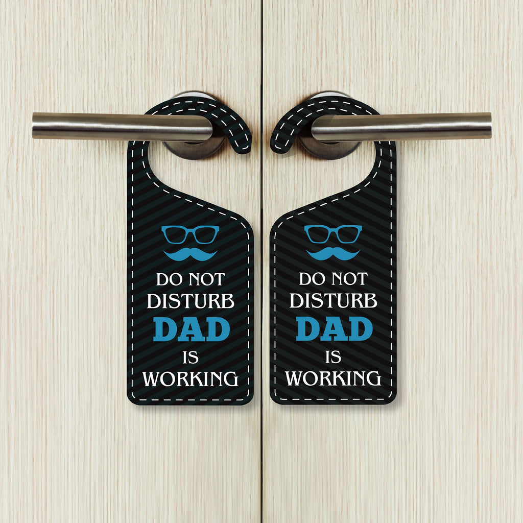 Dad Is Working Door Hanger, Work Status Doorknob Sign, PVC Door Knob Hanger Sign, Do Not Disturb, in Session, in a Meeting