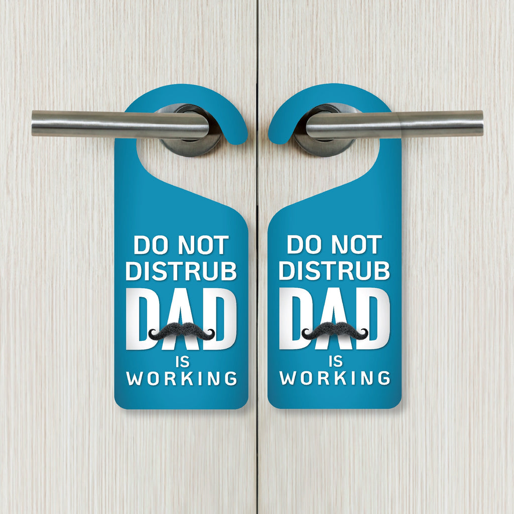 Dad Is Working Door Hanger, Work Status Doorknob Sign, PVC Door Knob Hanger Sign, Do Not Disturb, in Session, in a Meeting