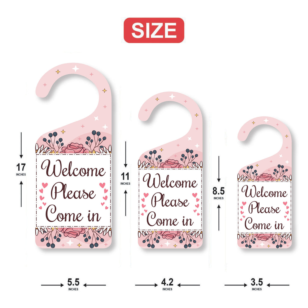 Welcome Please Come in Door Hanger, Welcome Doorknob Sign, PVC Door Knob Hanger Sign, Please Come in Door Sign