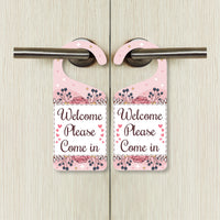 Welcome Please Come in Door Hanger, Welcome Doorknob Sign, PVC Door Knob Hanger Sign, Please Come in Door Sign