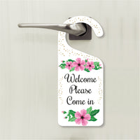 Welcome Please Come in Door Hanger, Welcome Doorknob Sign, PVC Door Knob Hanger Sign, Please Come in Door Sign