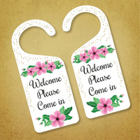 Welcome Please Come in Door Hanger, Welcome Doorknob Sign, PVC Door Knob Hanger Sign, Please Come in Door Sign