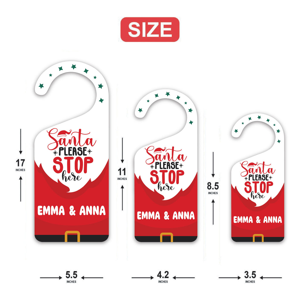 Santa Please Stop Here Personalized Door Hanger, Santa Doorknob Sign, PVC Door Knob Hanger Sign, Custom Christmas Door Sign