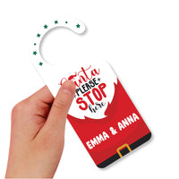 Santa Please Stop Here Personalized Door Hanger, Santa Doorknob Sign, PVC Door Knob Hanger Sign, Custom Christmas Door Sign