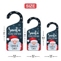 Santa Please Stop Here Personalized Door Hanger, Santa Doorknob Sign, PVC Door Knob Hanger Sign, Custom Christmas Door Sign